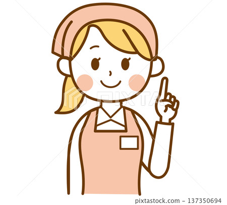圖:一位女超市店員正在講解重點 圖:一位女超市店員正在講解重點 137350694