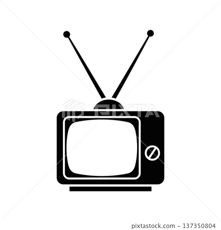 Retro television tv icon vintage broadcast media device illustration 137350804