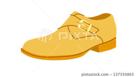 Monkstrap mens yellow flat buckle shoe. Single strap leather footwear with modern formal smart casual style. Technical Monkstrap mens yellow flat buckle shoe. Single strap leather footwear with modern formal smart casual style. Technical 137350863