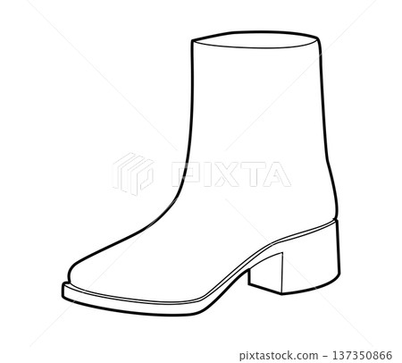 Block heel ankle boot women single line. Clean shaft boot for office commute and weekend walk. Technical fashion CAD  137350866