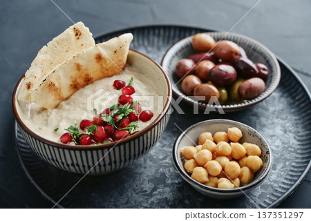 Traditional vegan arabic eggplant appetize Aubergine dip - Baba Ghanoush Traditional vegan arabic eggplant appetize Aubergine dip - Baba Ghanoush 137351297