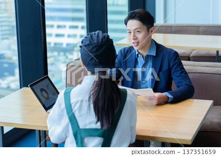 Restaurant staff having a meeting with the manager Restaurant staff having a meeting with the manager 137351659
