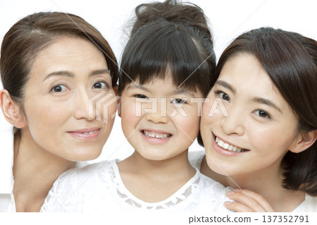 Smiling three-generation family portrait 137352791
