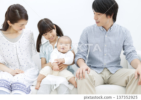 家庭在沙發上放鬆 137352925