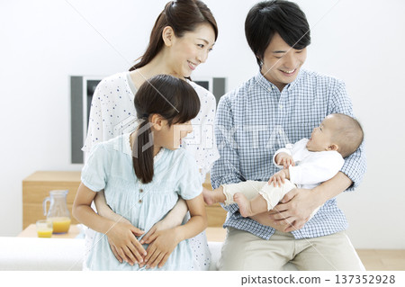 家庭在沙發上放鬆 137352928