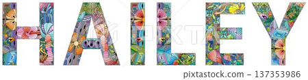 Female name Hailey. Vector decorative object Female name Hailey. Vector decorative object 137353986