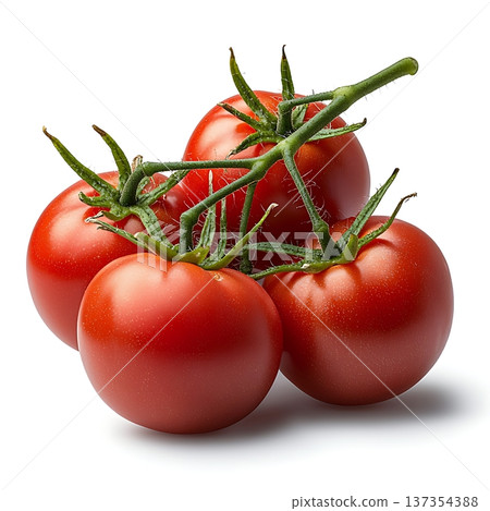 Fresh and Ripe Red Tomatoes on Vine Ready for Cooking and Healthy Meal Preparation 137354388