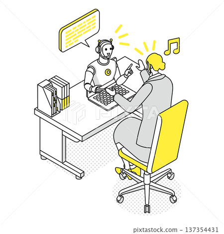 圖：一位女士樂於與人工智慧交流 137354431