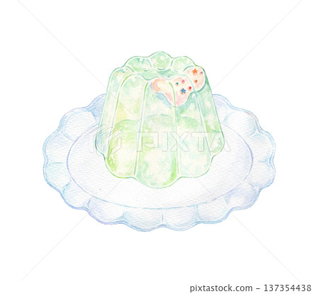 Jelly on a plate, watercolor 137354438