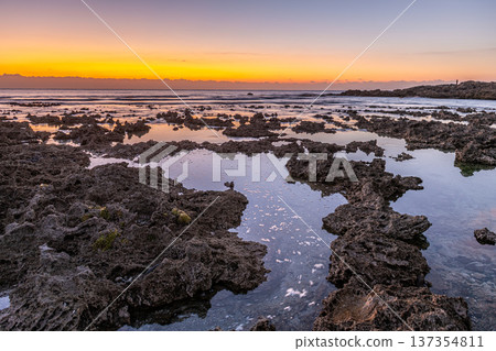 屋久島最大的隆起珊瑚礁，春田海岸的黎明（冬季） 137354811