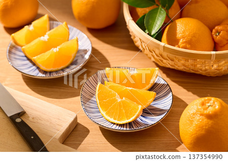 Dekopon arranged on a plate 137354990