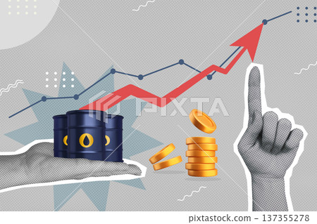 Growth of oil price concept collage Growth of oil price concept collage 137355278