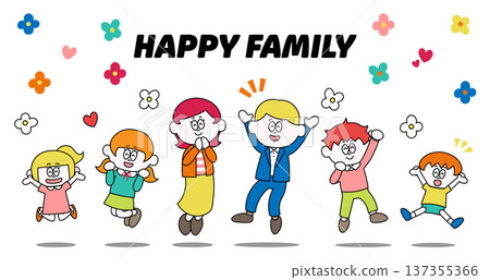 家庭插畫套裝 - 快樂！ 137355366