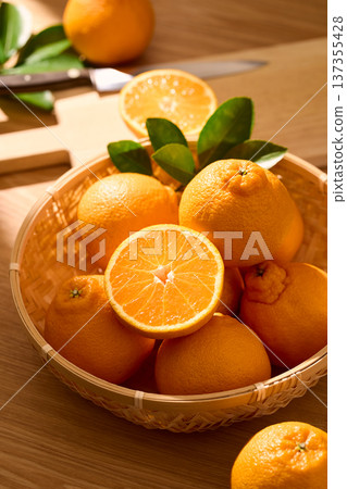 Dekopon in a basket Dekopon in a basket 137355428