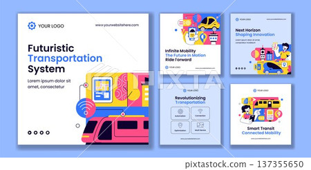 Futuristic Transportation System Social Media Post Flat Cartoon Hand Drawn Background Illustration 137355650