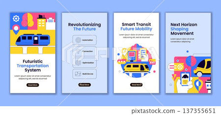Flat Cartoon Hand Drawn Futuristic Transportation System Social Media Story Background 137355651
