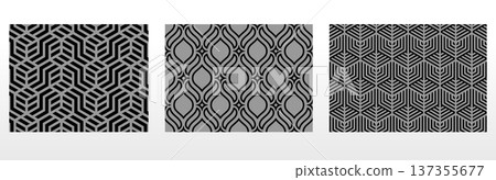Geometric set of seamless black and gray patterns. Simple vector graphics Geometric set of seamless black and gray patterns. Simple vector graphics 137355677