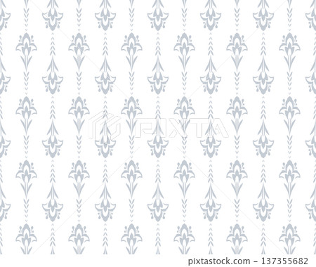 Flower geometric pattern. Seamless vector background. White and gray ornament 137355682