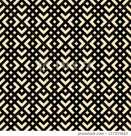 Abstract geometric pattern. A seamless vector background. Golden and black ornament. Graphic modern pattern. Simple lattice graphic design Abstract geometric pattern. A seamless vector background. Golden and black ornament. Graphic modern pattern. Simple lattice graphic design 137355683