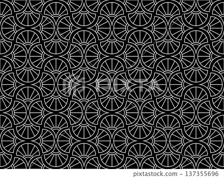 Flower geometric pattern. Seamless vector background. White and black ornament. 137355696