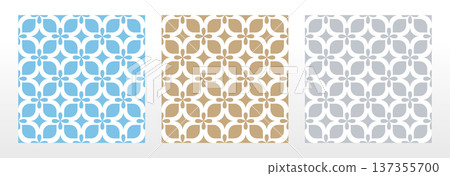 Collection of flower geometric patterns. Seamless vector backgrounds. Colored ornaments. Ornament for fabric, wallpaper, packaging. Decorative prints Collection of flower geometric patterns. Seamless vector backgrounds. Colored ornaments. Ornament for fabric, wallpaper, packaging. Decorative prints 137355700