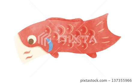 Illustration of a red mother's carp streamer in watercolor style 137355966
