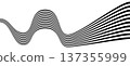 Bold geometric illustration of parallel black ribbon stripes flowing in a curved wave motion 137355999