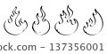 Collection of four minimalist black ink sketch style flame icons isolated on a white background 137356001