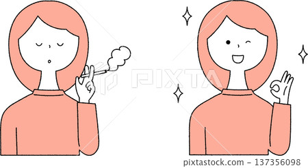 Women who smoke and women who quit smoking monochromatic 137356098