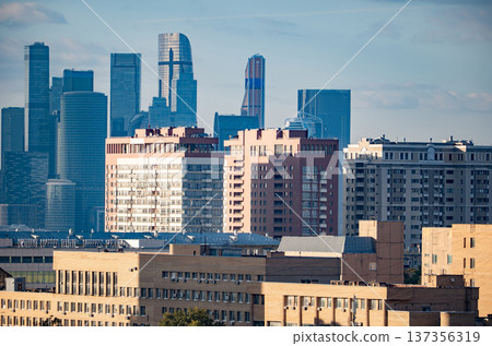 Moscow International Business Center skyscrapers forming a modern skyline view Moscow International Business Center skyscrapers forming a modern skyline view 137356319