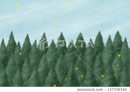 春季風景插圖,描繪了雪松林和散落的花粉 春季風景插圖,描繪了雪松林和散落的花粉 137356568