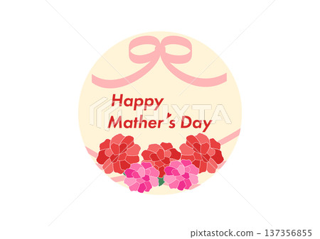 Mother's Day Carnation Illustration Set - Flowers to Express Gratitude_Circle_Ribbon 137356855