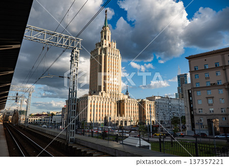 Hotel Leningradskaya and Komsomolskaya railway station, Moscow city architecture and sky Hotel Leningradskaya and Komsomolskaya railway station, Moscow city architecture and sky 137357221