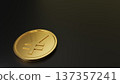 Gold yen coin on black background. Japanese yen, finance, investment, economic image. Copy space available. 137357241