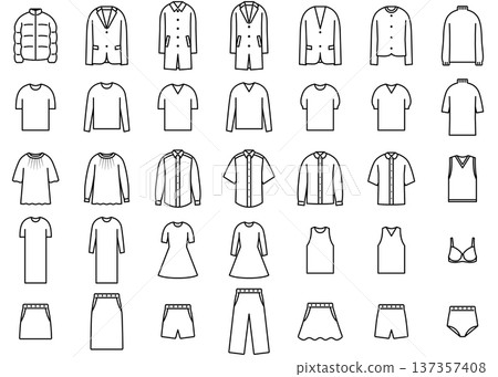 Clothing icon illustration set Clothing icon illustration set 137357408