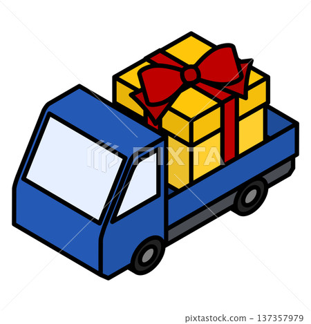 一輛裝滿禮品盒的卡車的三維插圖 137357979