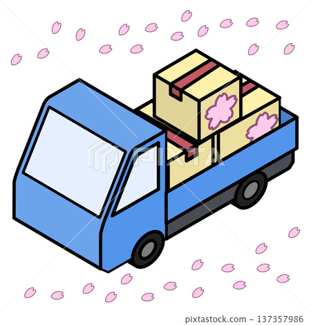 運送貨物的卡車在春天為新生提供支持 137357986