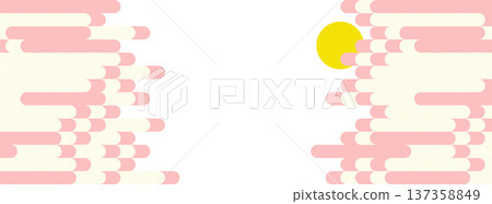 日式圖案背景素材,包含月亮和吉祥雲朵,日式風格設計,留有文字空間。 日式圖案背景素材,包含月亮和吉祥雲朵,日式風格設計,留有文字空間。 137358849