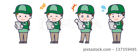 A female "delivery worker" using a tablet A female "delivery worker" using a tablet 137359495