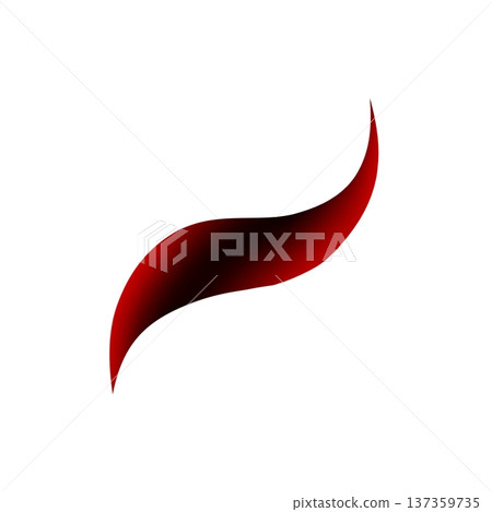 Dynamic abstract graphic element featuring a smooth red to black gradient curve. Ideal for modern design projects, logos, backgrounds, or as a decorative accent conveying motion and elegance. 137359735