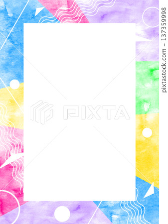 Geometric pattern watercolor background square frame colorful 137359998