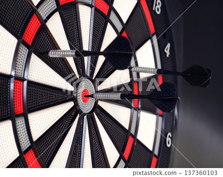 Dart board game, close up shot Dart board game, close up shot 137360103