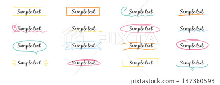Frame box text hand drawn title set. Box text ribbon banner highlight underline handwriting doodle pen background. Simple cute vintage border ornament tag, marker sketch headline. Vector Frame box text hand drawn title set. Box text ribbon banner highlight underline handwriting doodle pen background. Simple cute vintage border ornament tag, marker sketch headline. Vector 137360593