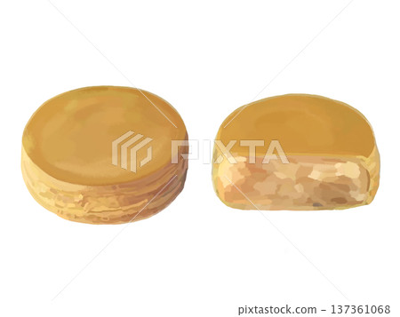 一個大白燒(白豆沙)及其橫切面 一個大白燒(白豆沙)及其橫切面 137361068