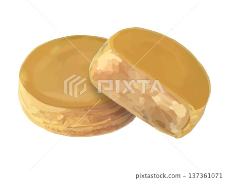 一個白豆沙燒及其橫切面，重疊部分 137361071