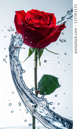Red Rose Macro with Water Droplet Arc in Studio Red Rose Macro with Water Droplet Arc in Studio 137361533
