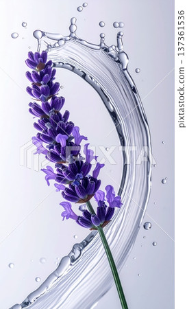 Lavender Flower Macro with Water Droplet Arc in Studio Lavender Flower Macro with Water Droplet Arc in Studio 137361536