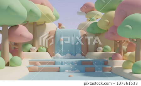 Multi-Tier Waterfall in a Rainforest 137361538