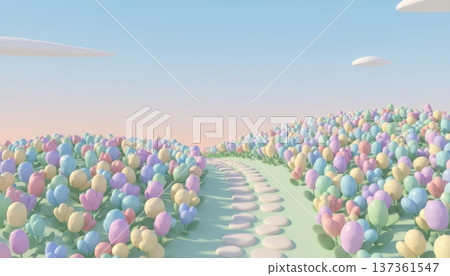 Colorful Flower Field on Rolling Hills 137361547