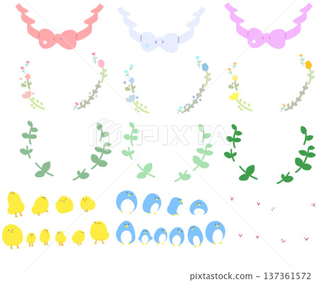 Cute flower animal illustration set Cute flower animal illustration set 137361572